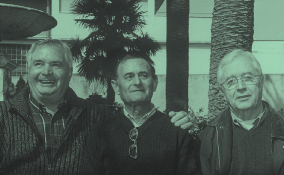 Tres enxanetes vilafranquins de les dues primeres temporades de la colla: Enric Pallarès, Ramon Giménez i Josep Sala
