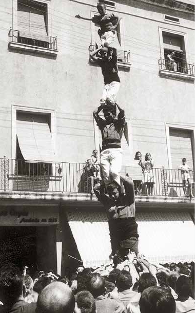 Pilar de cinc el 29-VIII-1962, amb el Mènec, el Ramonet, el Melilla i el Dominguín (col·lecció Josep Miret).